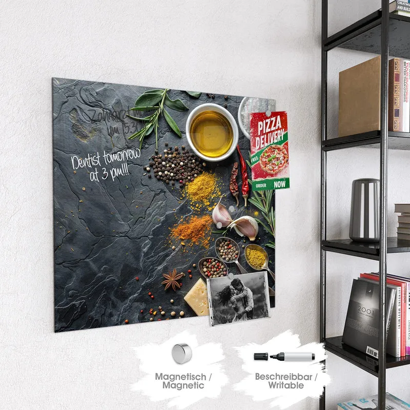 Magnettafel - Gewürze und Olivenöl