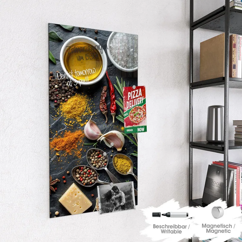Magnettafel - Gewürze und Olivenöl