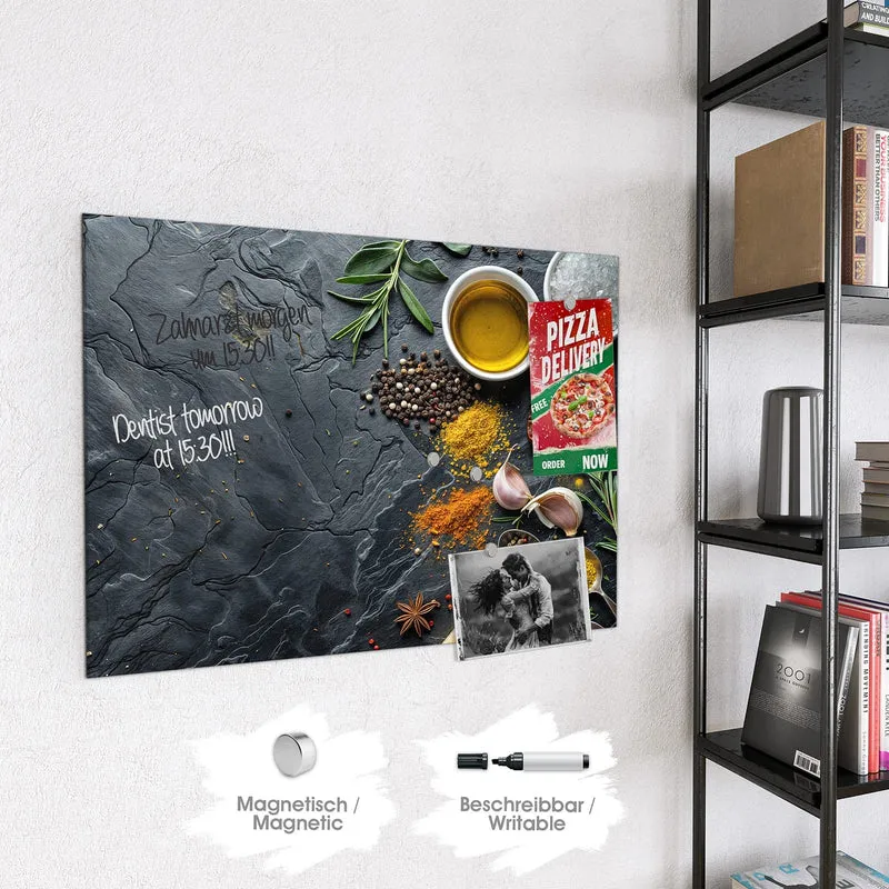 Magnettafel - Gewürze und Olivenöl