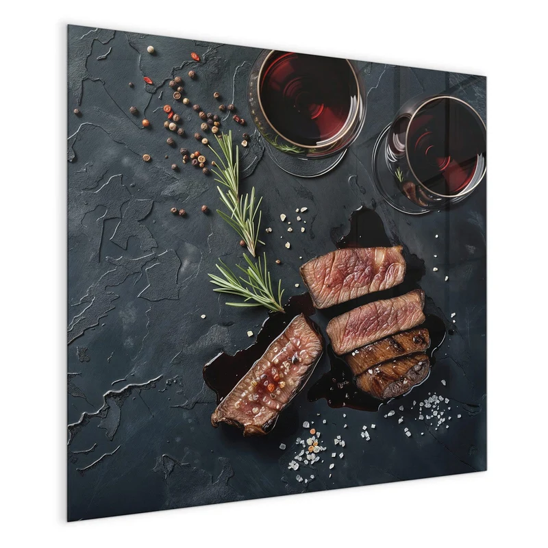 Magnettafel - Steak und Rotwein