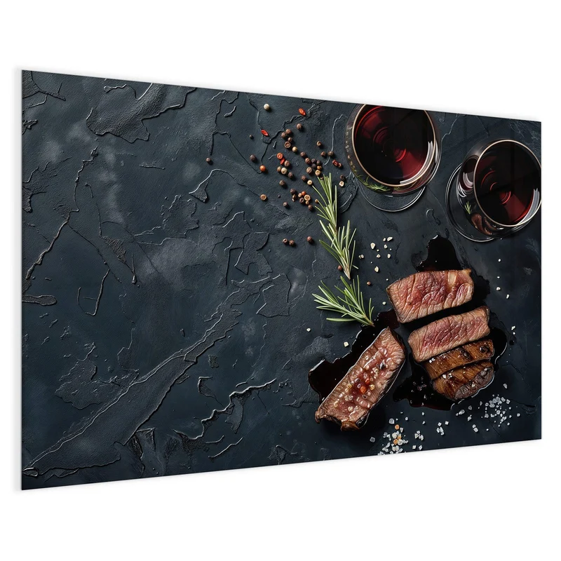 Magnettafel - Steak und Rotwein