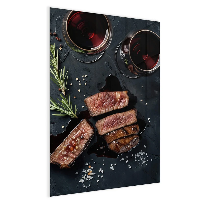 Magnettafel - Steak und Rotwein