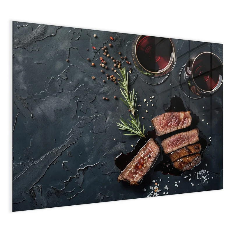 Magnettafel - Steak und Rotwein