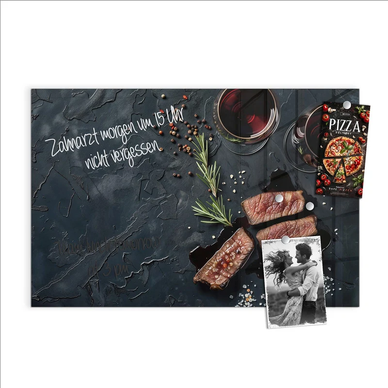 Magnettafel - Steak und Rotwein