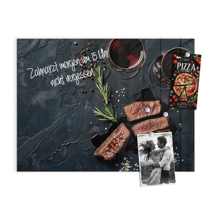 Magnettafel - Steak und Rotwein