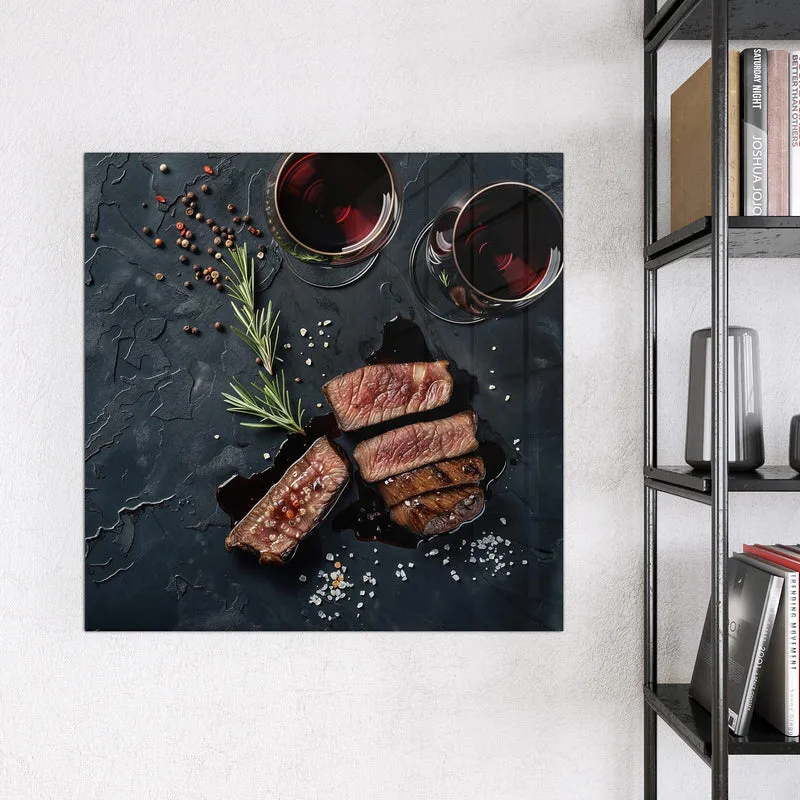Magnettafel - Steak und Rotwein
