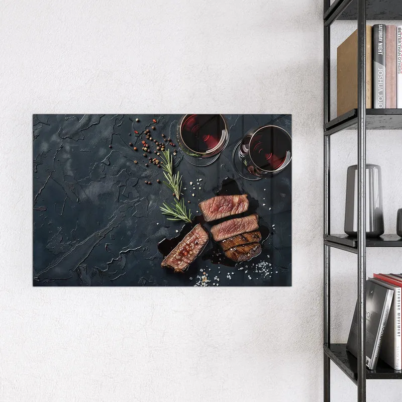 Magnettafel - Steak und Rotwein