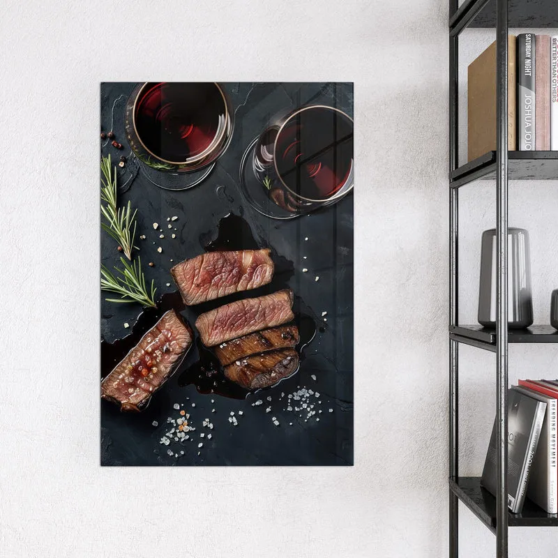 Magnettafel - Steak und Rotwein