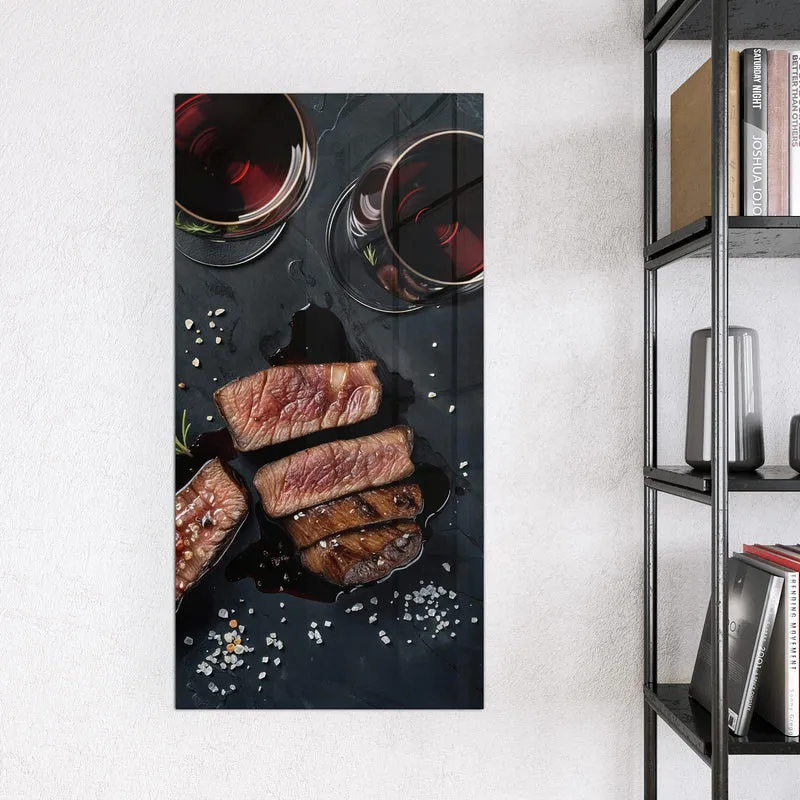 Magnettafel - Steak und Rotwein