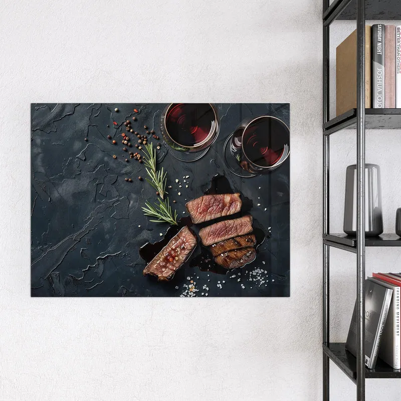 Magnettafel - Steak und Rotwein