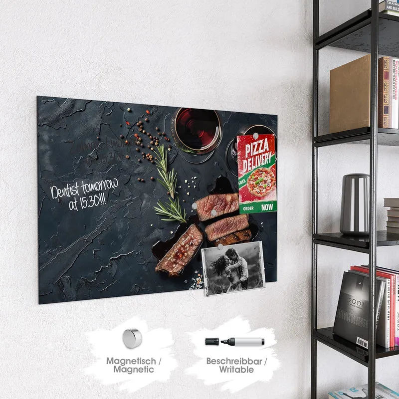 Magnettafel - Steak und Rotwein