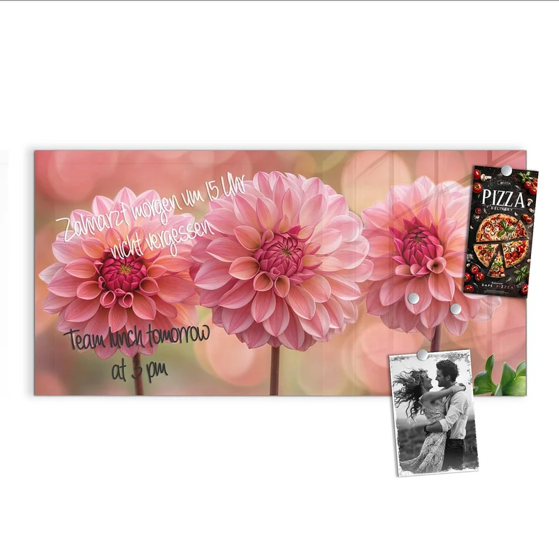 Magnettafel - Drei rosa Dahlien