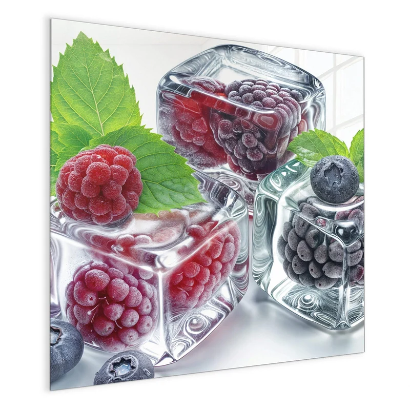 Magnettafel - Beeren und Minze im Eis