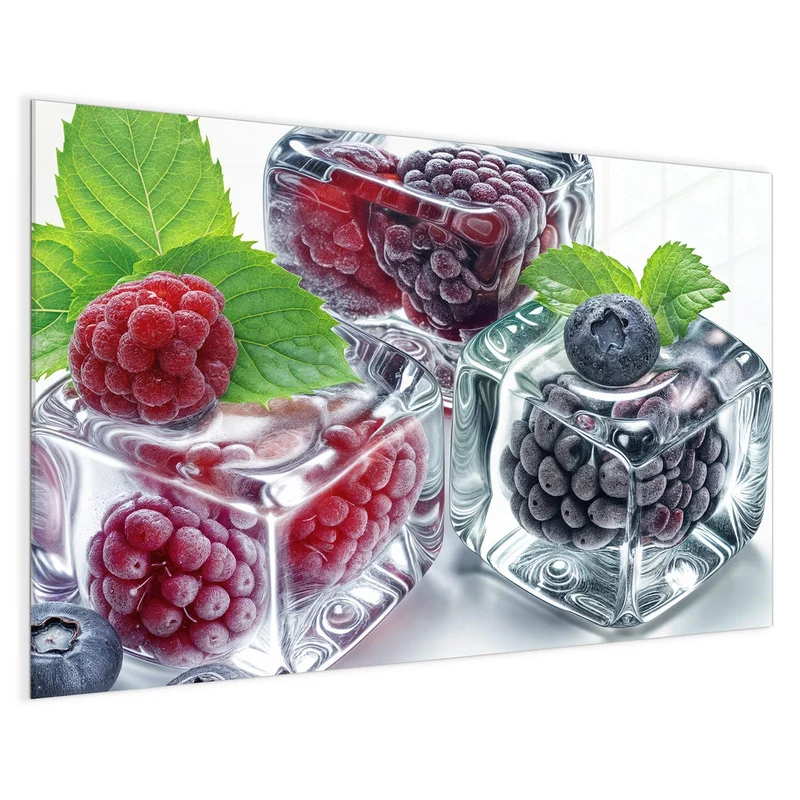 Magnettafel - Beeren und Minze im Eis