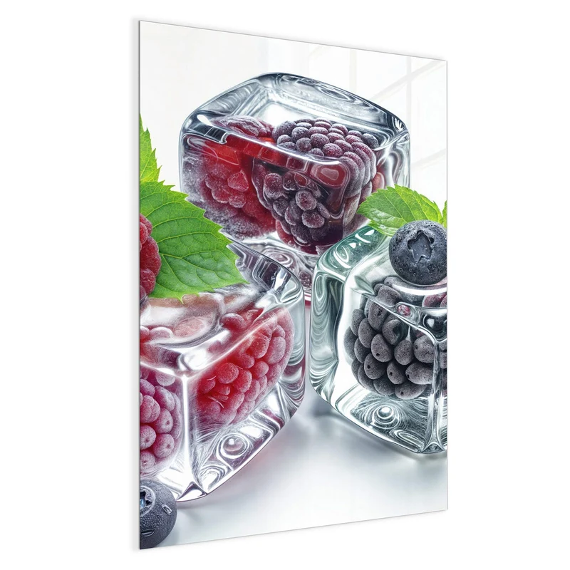 Magnettafel - Beeren und Minze im Eis