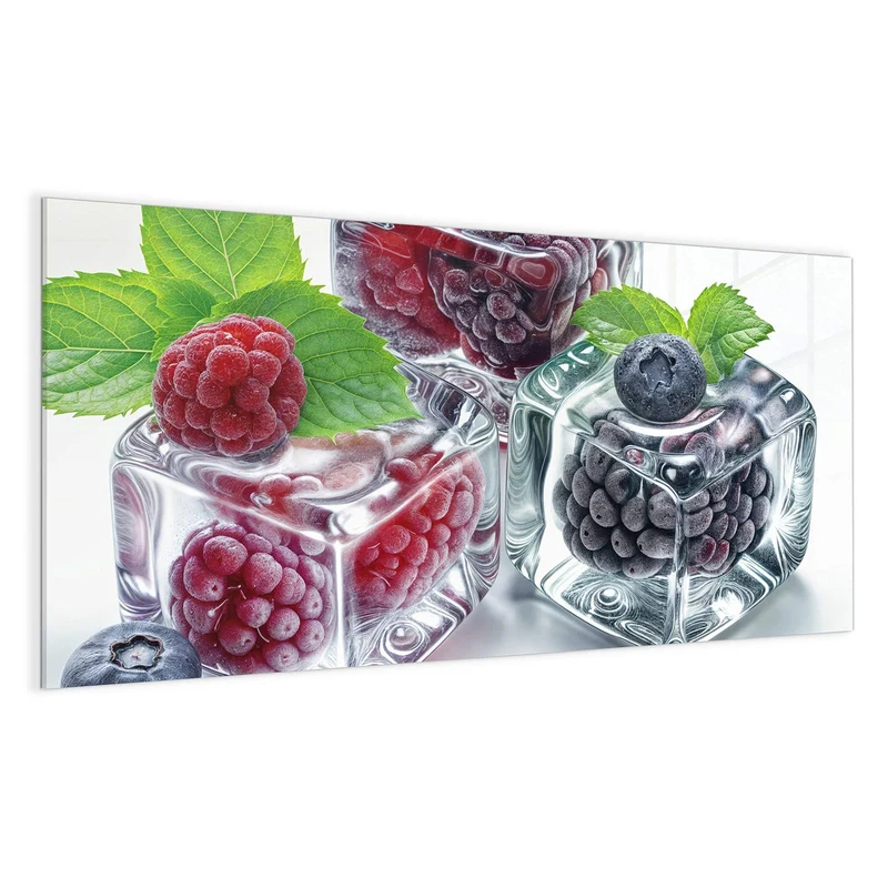 Magnettafel - Beeren und Minze im Eis