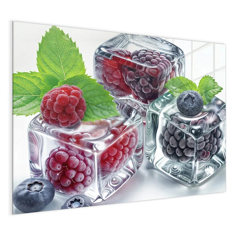Magnettafel - Beeren und Minze im Eis