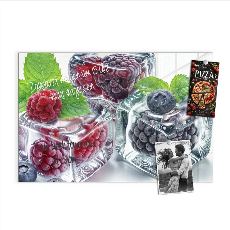 Magnettafel - Beeren und Minze im Eis