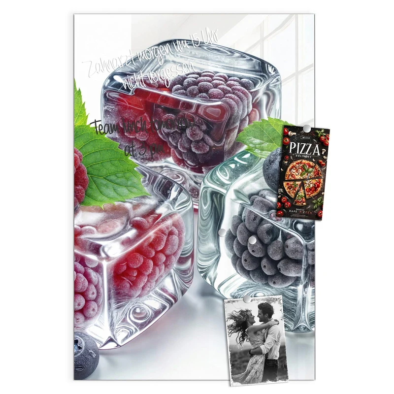 Magnettafel - Beeren und Minze im Eis