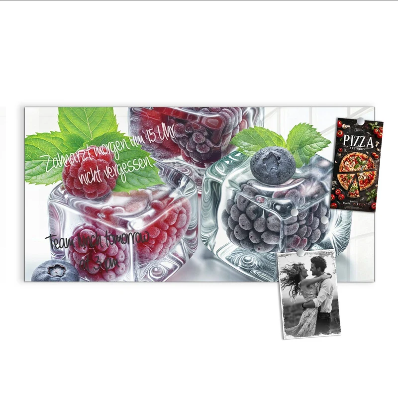 Magnettafel - Beeren und Minze im Eis