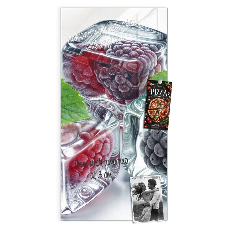 Magnettafel - Beeren und Minze im Eis