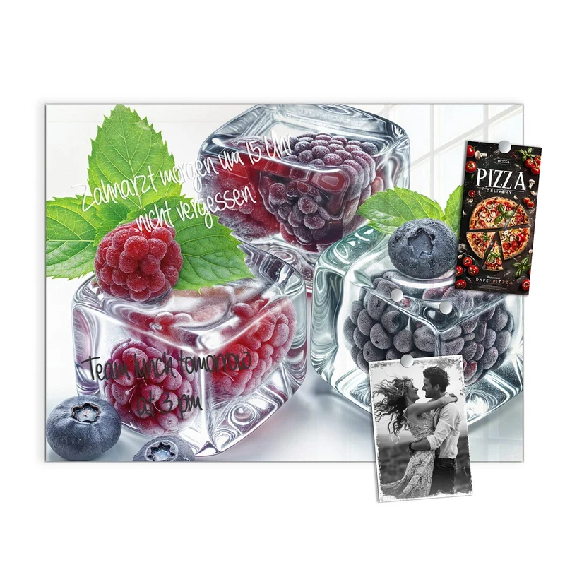 Magnettafel - Beeren und Minze im Eis