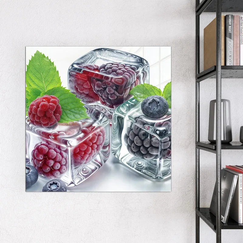 Magnettafel - Beeren und Minze im Eis