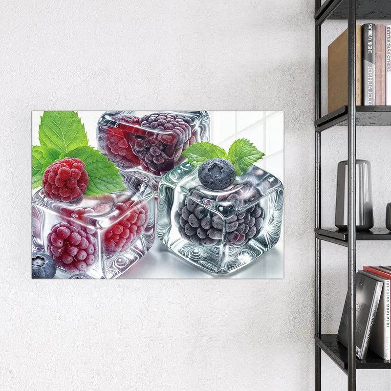 Magnettafel - Beeren und Minze im Eis
