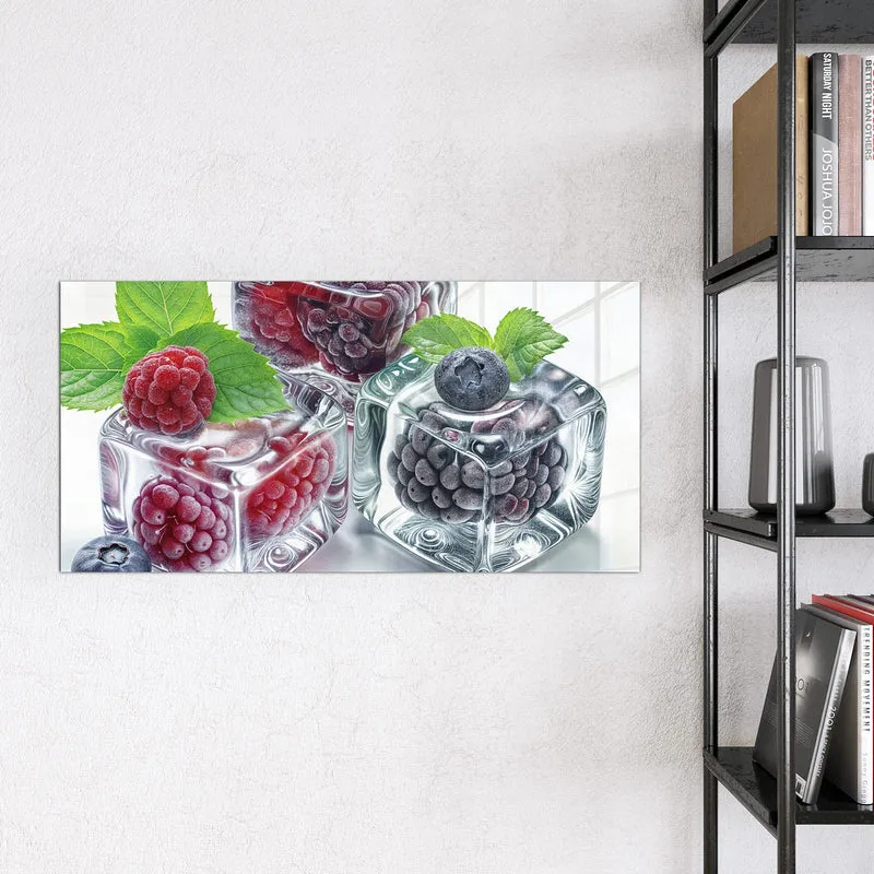 Magnettafel - Beeren und Minze im Eis