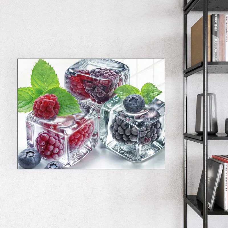 Magnettafel - Beeren und Minze im Eis