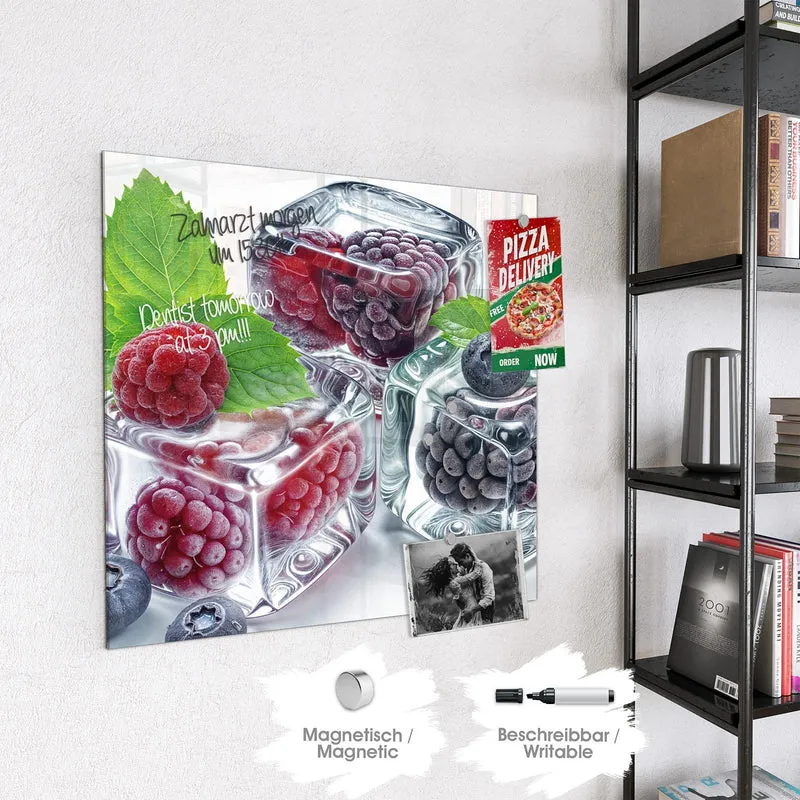 Magnettafel - Beeren und Minze im Eis