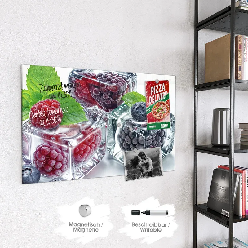 Magnettafel - Beeren und Minze im Eis