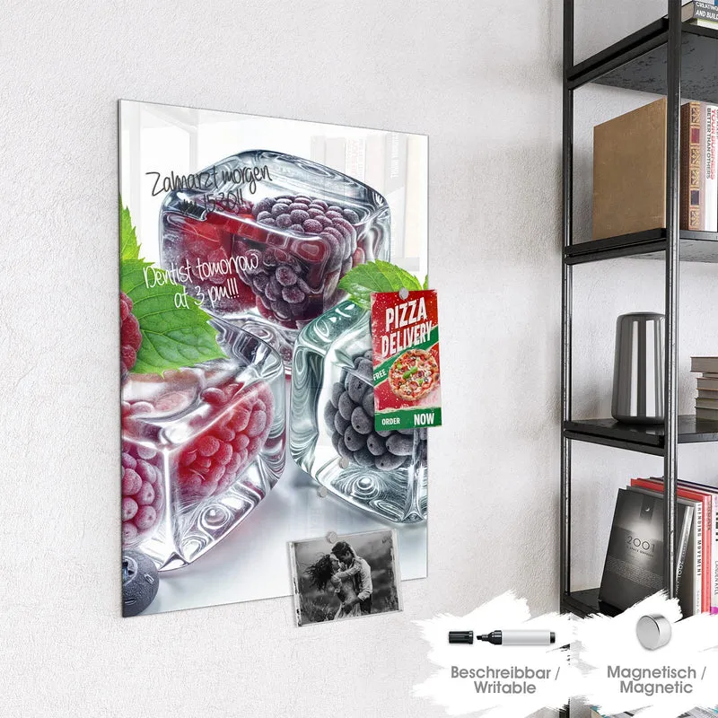 Magnettafel - Beeren und Minze im Eis