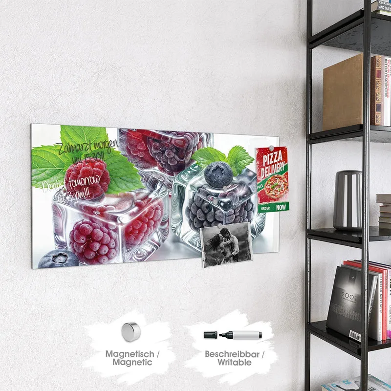 Magnettafel - Beeren und Minze im Eis