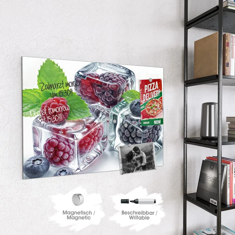 Magnettafel - Beeren und Minze im Eis