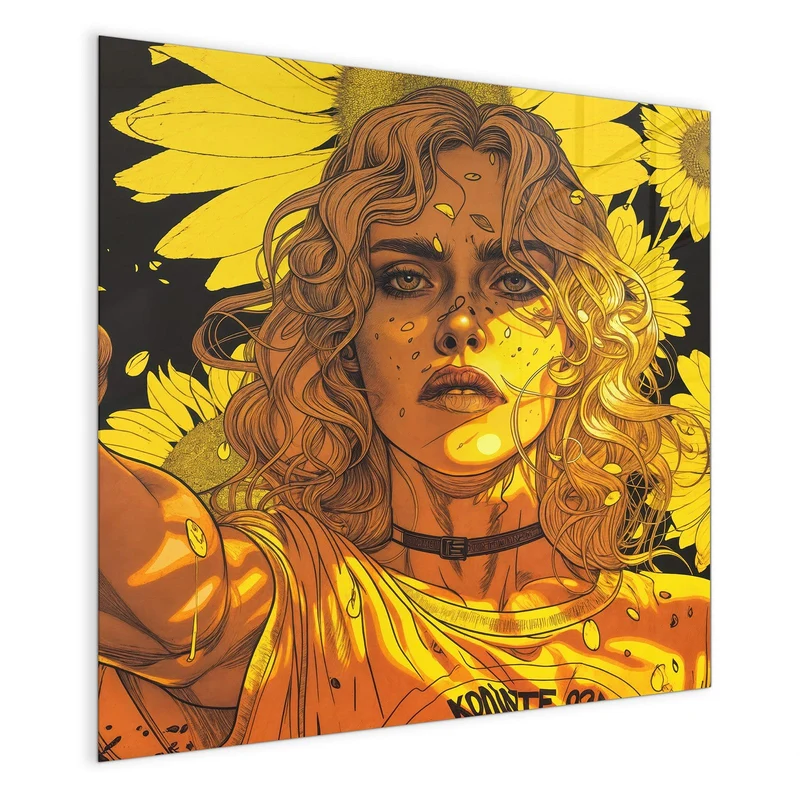 Magnettafel - Sonnenblumenmädchen