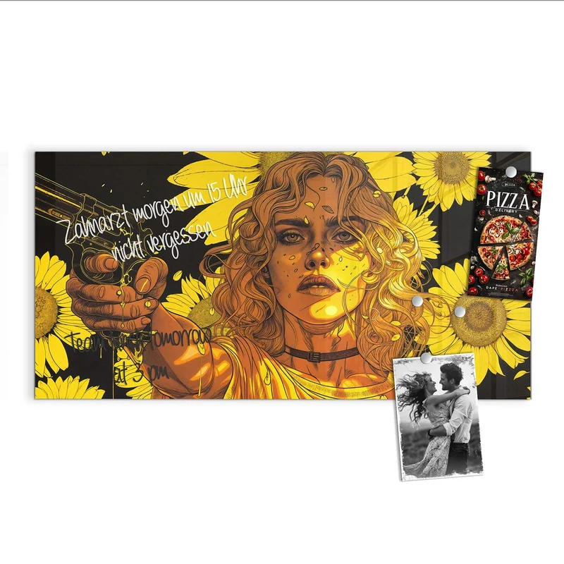 Magnettafel - Sonnenblumenmädchen
