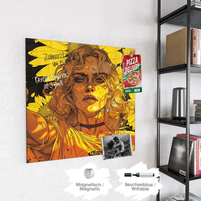 Magnettafel - Sonnenblumenmädchen