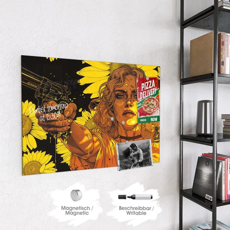 Magnettafel - Sonnenblumenmädchen
