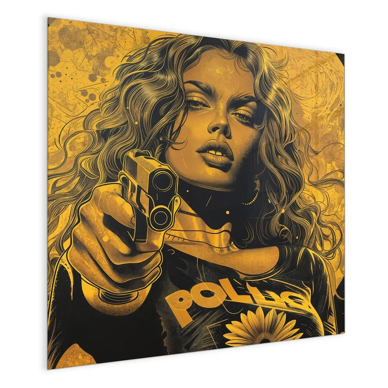 Magnettafel - Pop Art Frau in Gelb