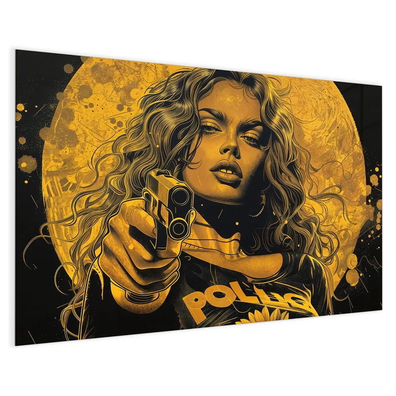 Magnettafel - Pop Art Frau in Gelb