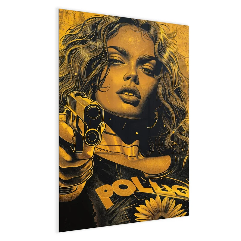 Magnettafel - Pop Art Frau in Gelb