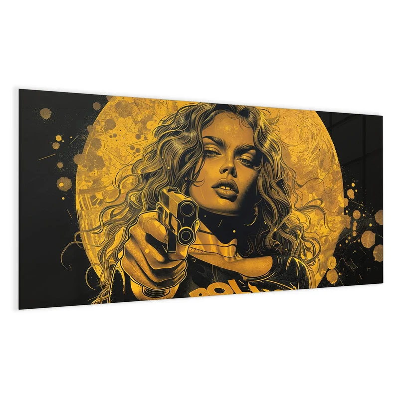 Magnettafel - Pop Art Frau in Gelb