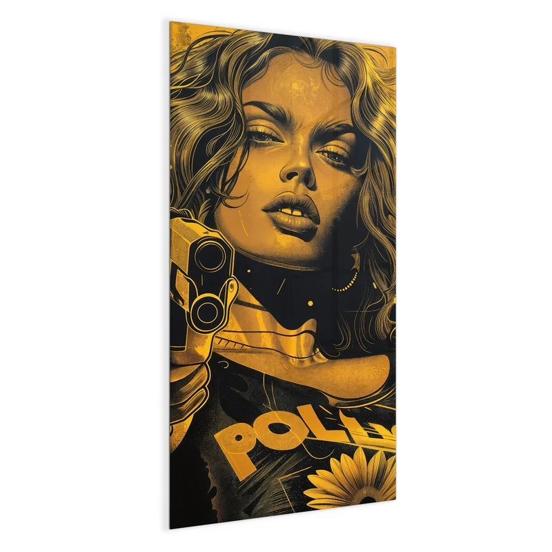 Magnettafel - Pop Art Frau in Gelb
