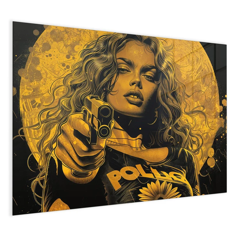 Magnettafel - Pop Art Frau in Gelb