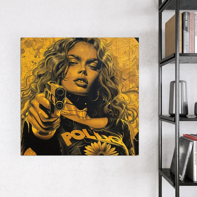 Magnettafel - Pop Art Frau in Gelb