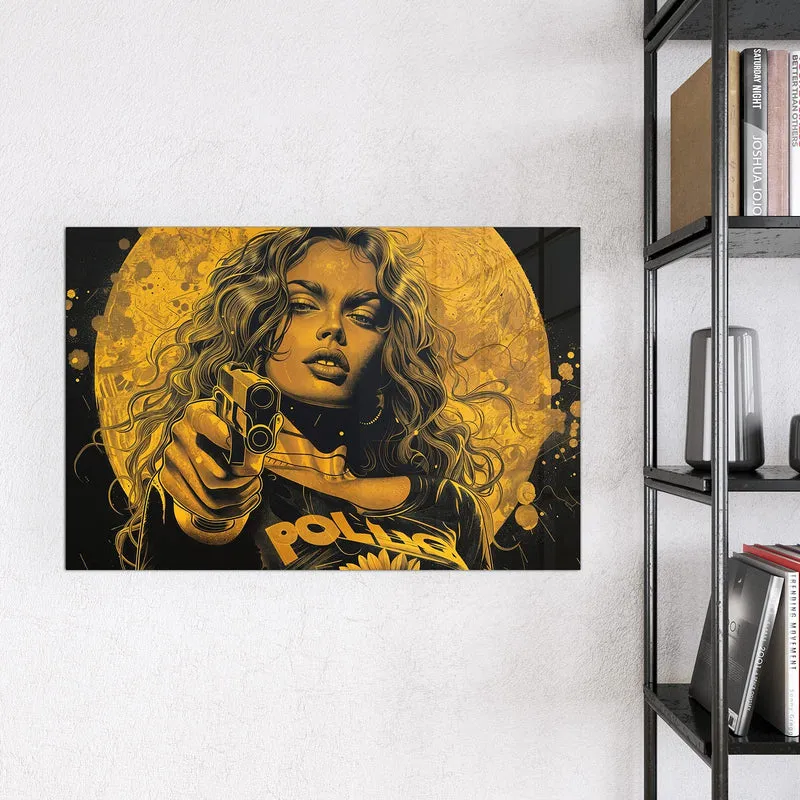 Magnettafel - Pop Art Frau in Gelb