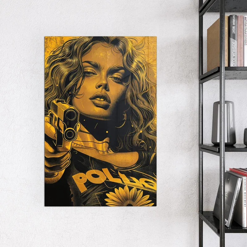 Magnettafel - Pop Art Frau in Gelb