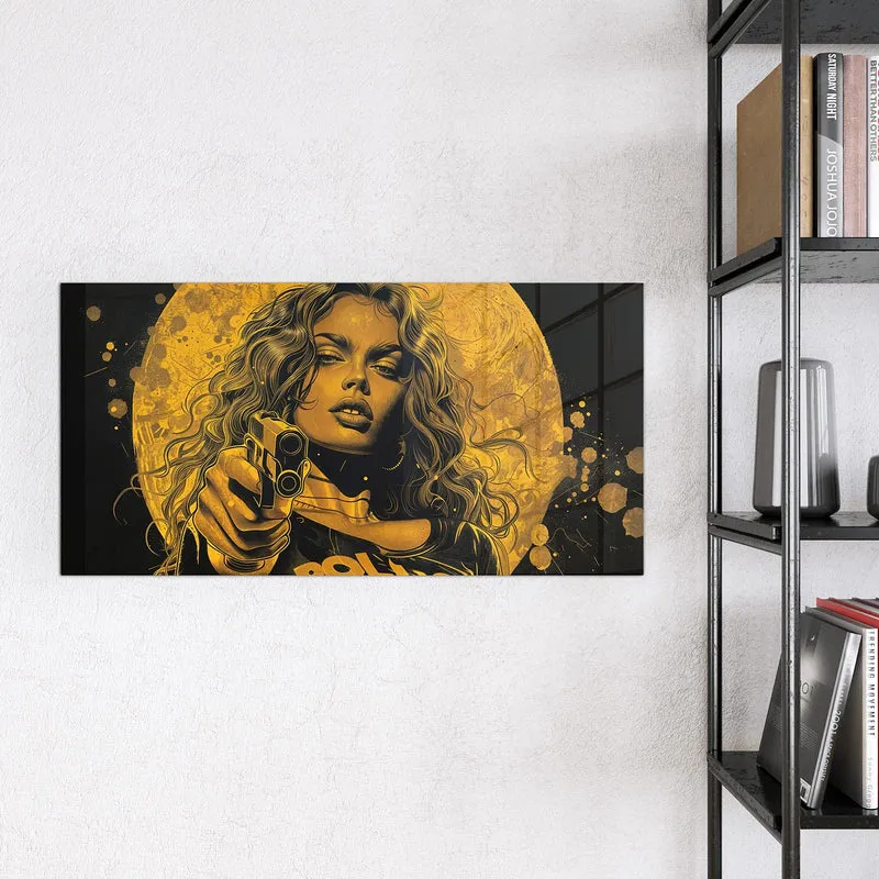 Magnettafel - Pop Art Frau in Gelb