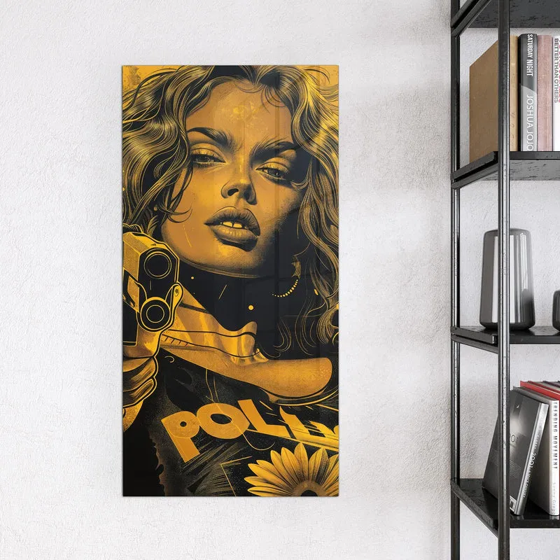 Magnettafel - Pop Art Frau in Gelb